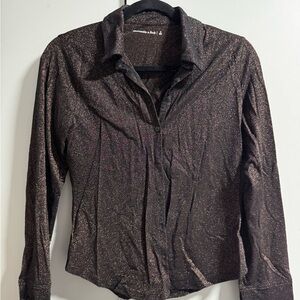 Abercrombie & Fitch Metallic Brown Button-Down Shirt